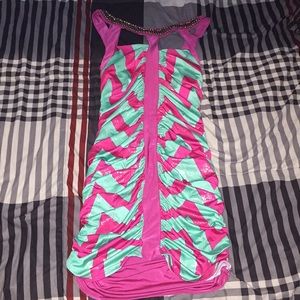 Aqua/hot pink classy Dress